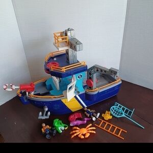 Fisher Price Imaginext Ocean Adventure Coast Guard Ship Boat Pretend Play Retire